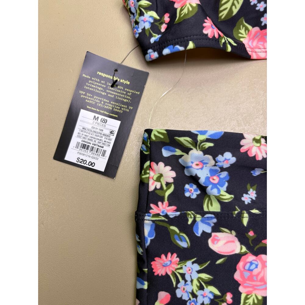 NWT Art Class Girls 2 Pc Floral Swimsuit Set Size M 8 UPF 50+ Bikini Swimwear - Picture 3 of 7